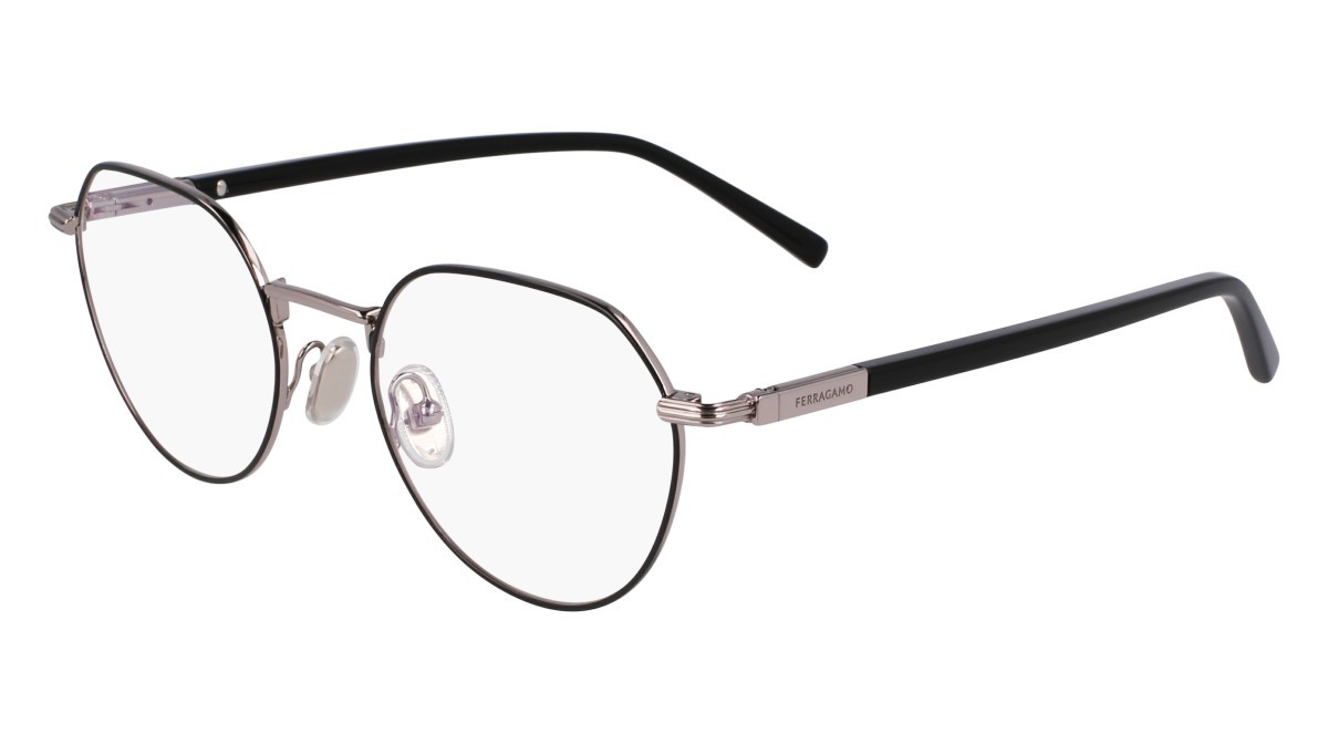 Eyeglasses Salvatore Ferragamo SF2233 (081) color light ruthenium/black shape round lenses black/light rutenium