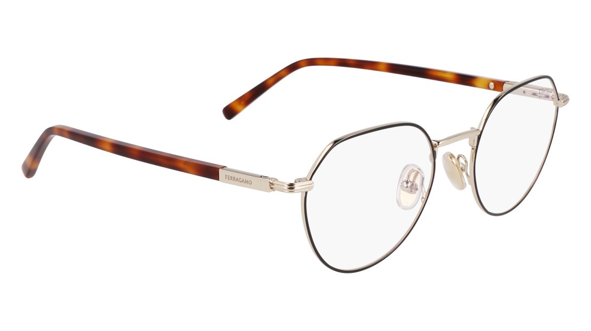 Eyeglasses Salvatore Ferragamo SF2233 (703) color gold/black shape round lenses gold/black