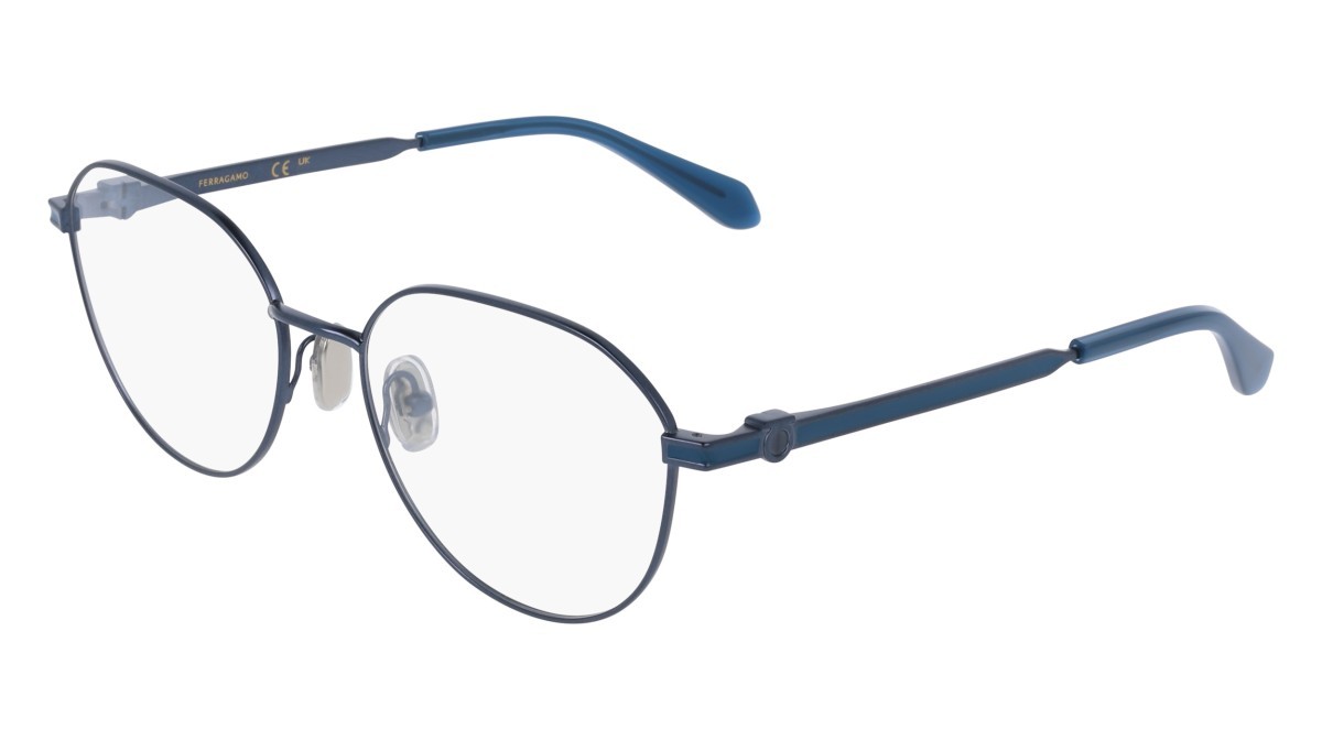 Eyeglasses Salvatore Ferragamo SF2236 (414) color matte blue shape pantos lenses colore - 4