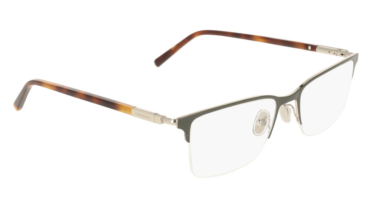 Eyeglasses Salvatore Ferragamo SF2238 (322) color khaki/gold shape rectangle lenses color 2