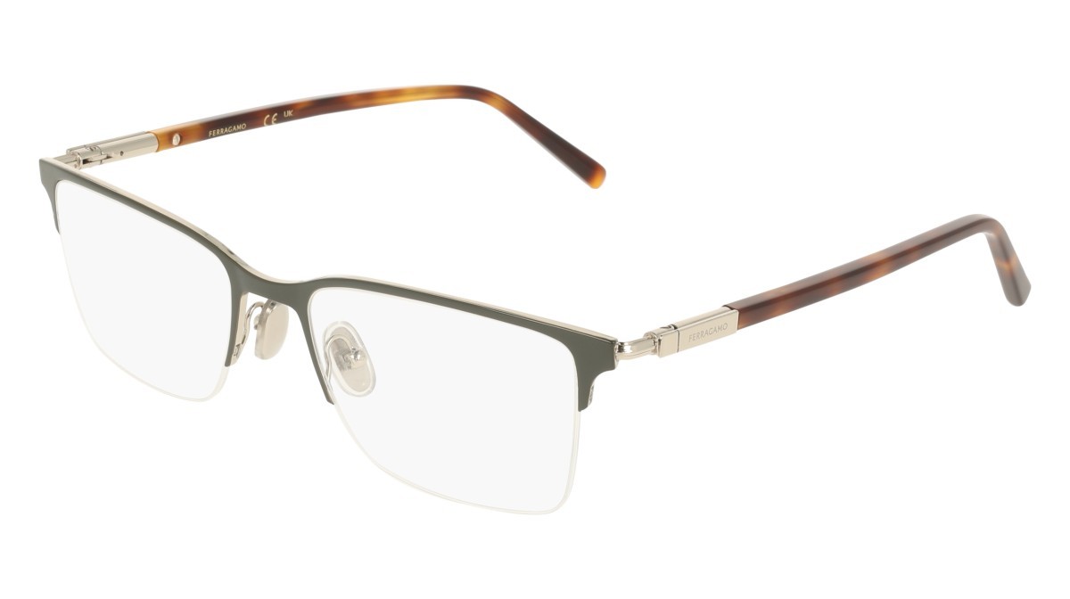 Eyeglasses Salvatore Ferragamo SF2238 (322) color khaki/gold shape rectangle lenses color 2