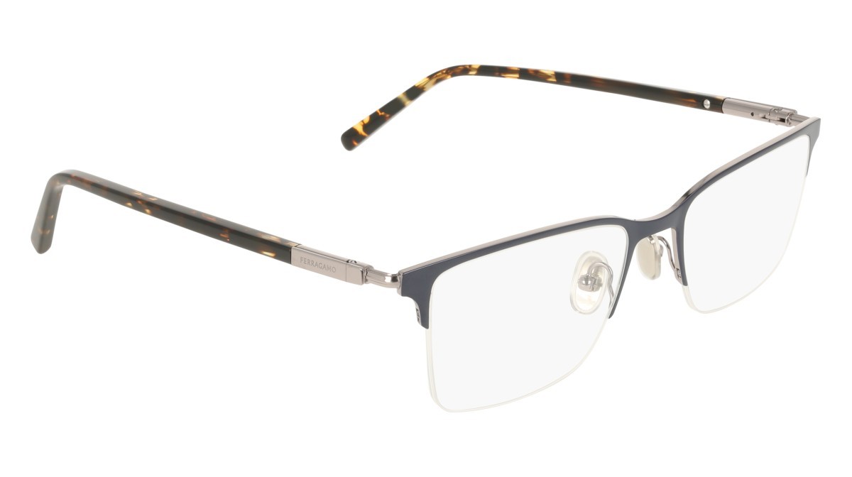 Eyeglasses Salvatore Ferragamo SF2238 (463) color blue/light gunmetal shape rectangle lenses color 3
