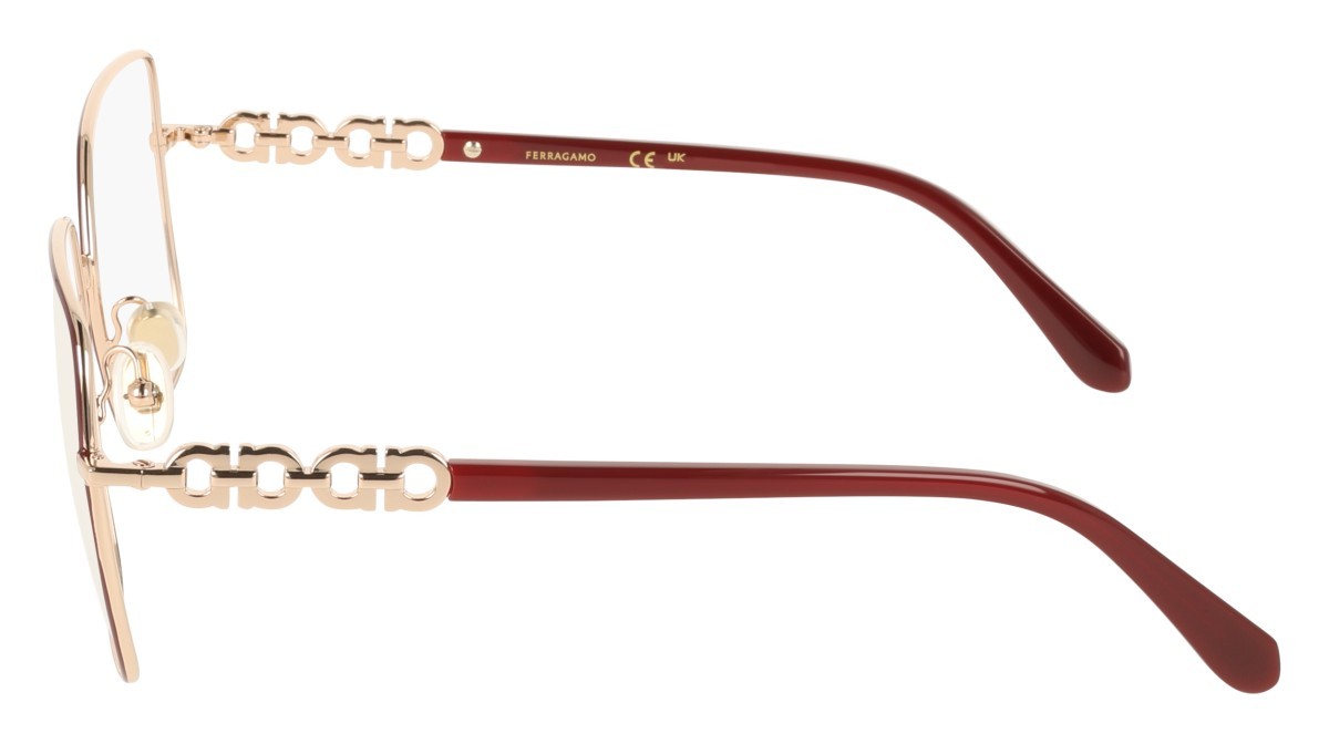 Brillen Salvatore Ferragamo SF2241 (772) farbe rose gold/burgundy form rechteckig 