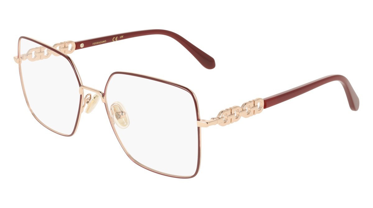 Brillen Salvatore Ferragamo SF2241 (772) farbe rose gold/burgundy form rechteckig 