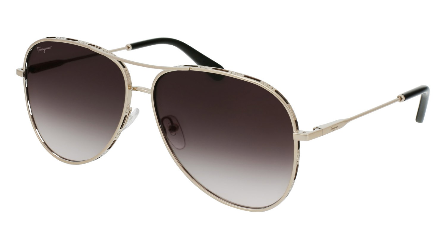 Sunglasses Salvatore Ferragamo SF268S (786) color rose gold/black shape aviator 