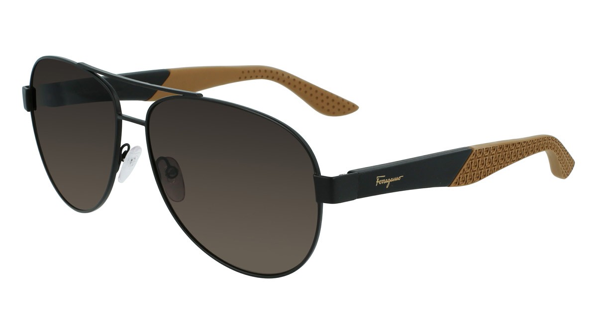 Sonnenbrillen Salvatore Ferragamo SF275S (071) farbe matte dark rutherium form aviator gläser grey brown gradient