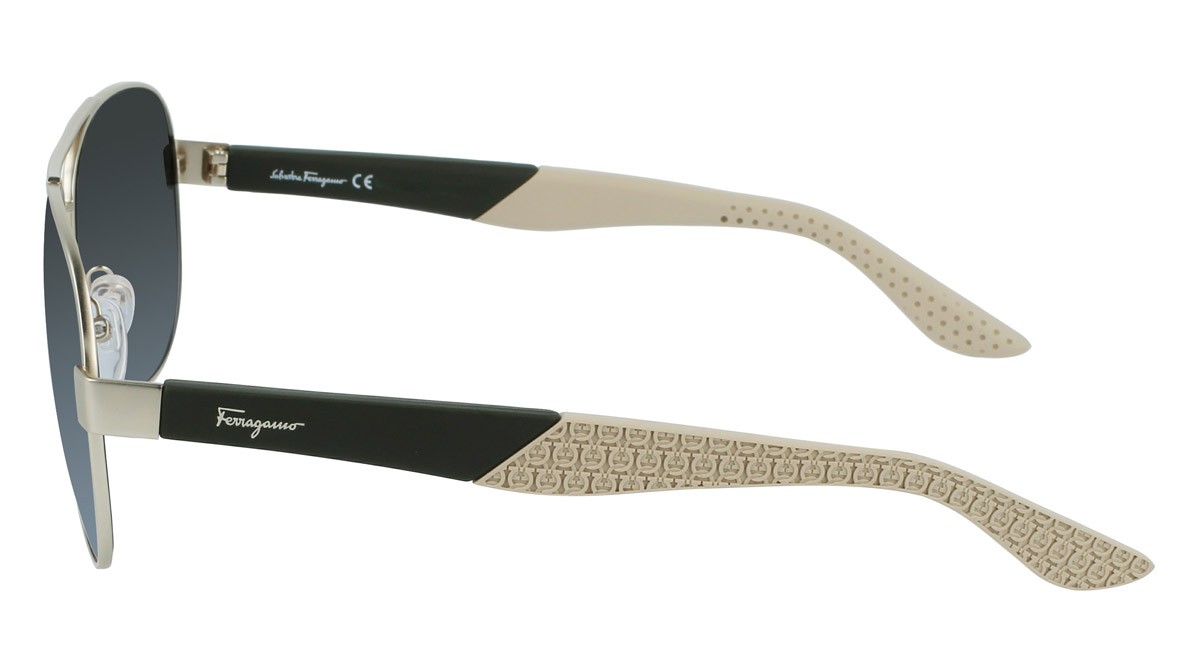 Sonnenbrillen Salvatore Ferragamo SF275S (758) farbe matte gold form aviator gläser grey gradient