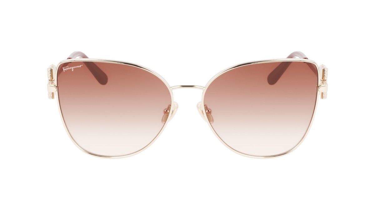 Sonnenbrillen Salvatore Ferragamo SF296SR (703) farbe gold/brown gradient form cat-eye 