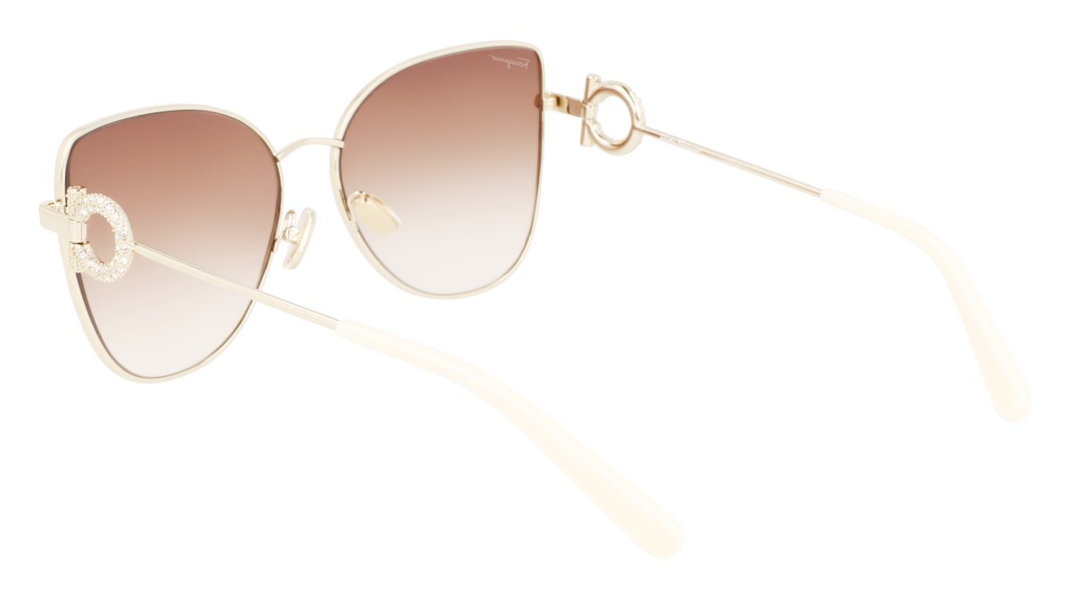 Sonnenbrillen Salvatore Ferragamo SF296SR (719) farbe gold/peach gradient form cat-eye 