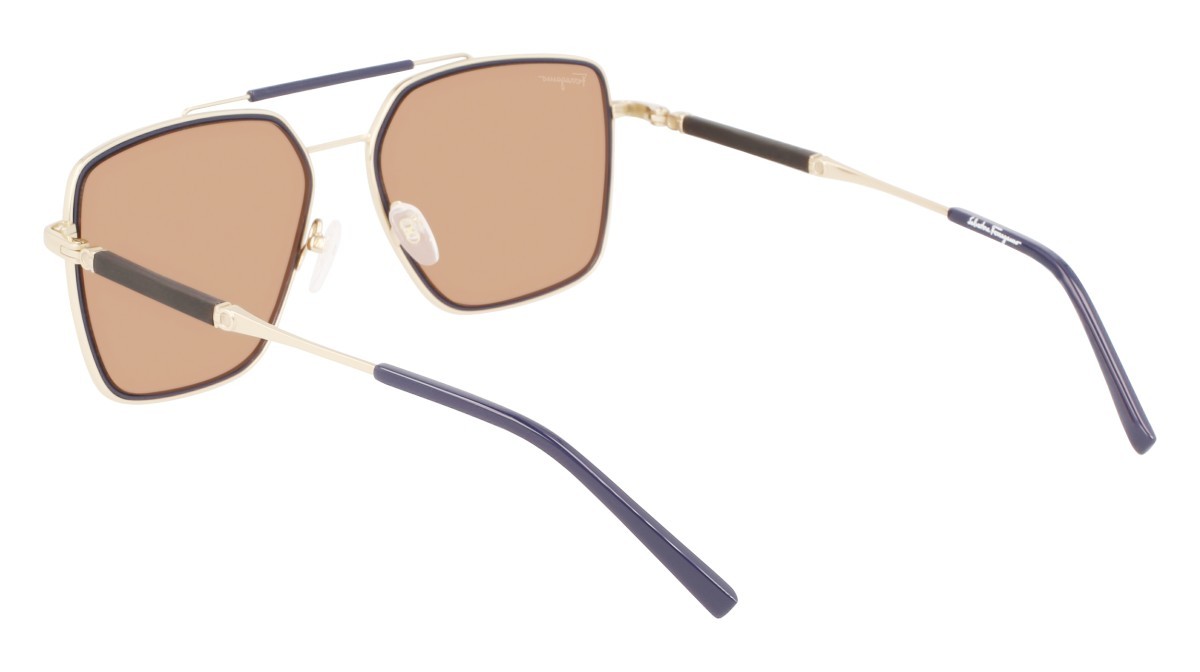 Sonnenbrillen Salvatore Ferragamo SF298S (743) farbe gold/blue form rechteckig gläser solid brown