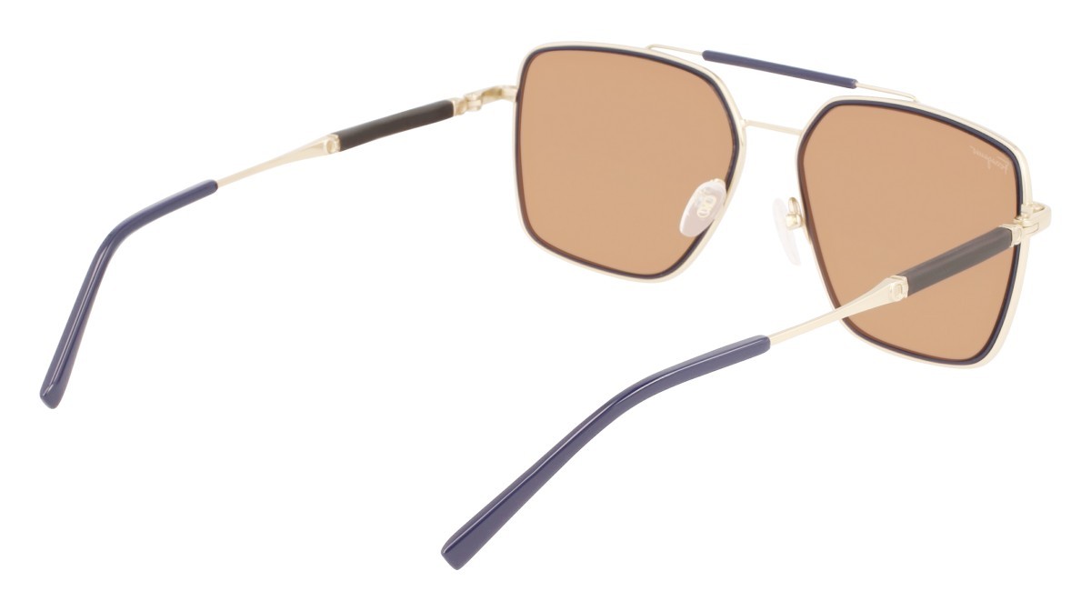 Sonnenbrillen Salvatore Ferragamo SF298S (743) farbe gold/blue form rechteckig gläser solid brown