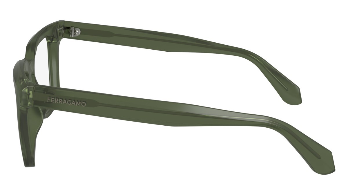 Brillen Salvatore Ferragamo SF2990 (320) farbe transparent khaki form rechteckig gläser demo