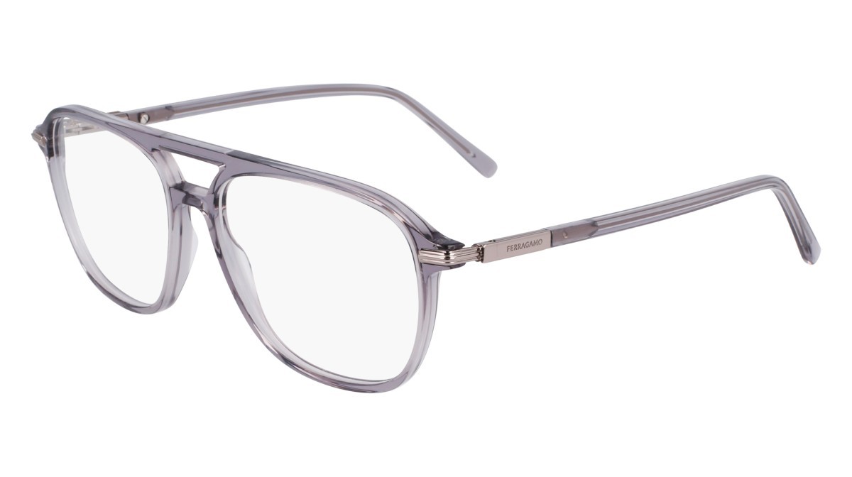 Eyeglasses Salvatore Ferragamo SF3006 (020) color transparent grey shape navigator lenses transparent green