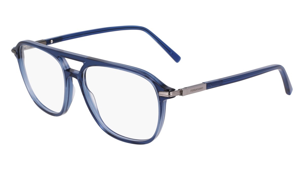 Occhiali da vista Salvatore Ferragamo SF3006 (432) colore transparent blue forma navigator lenti transparent brown