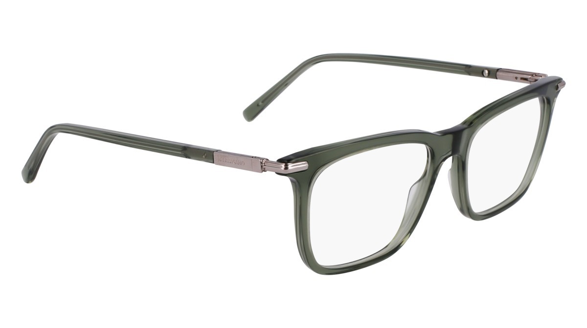 Eyeglasses Salvatore Ferragamo SF3007 (317) color transparent green shape rectangle lenses transparent brown