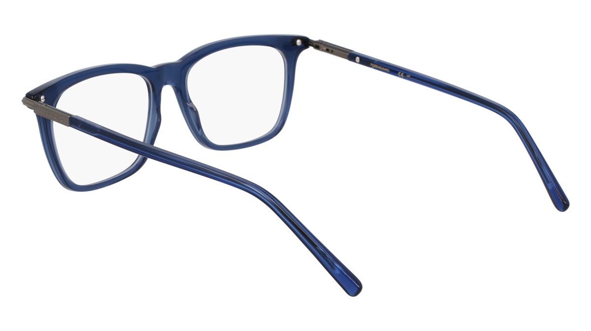 Eyeglasses Salvatore Ferragamo SF3007 (432) color transparent blue shape rectangle lenses transparent blue