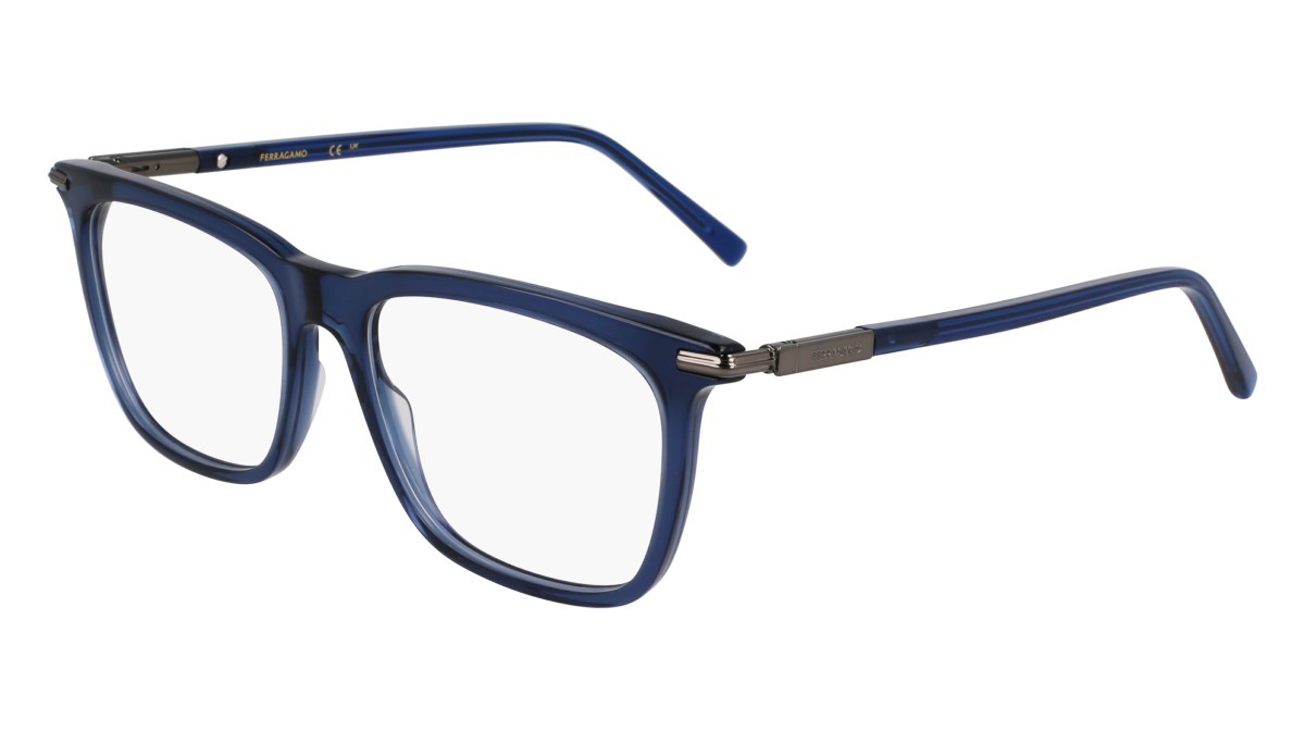 Eyeglasses Salvatore Ferragamo SF3007 (432) color transparent blue shape rectangle lenses transparent blue