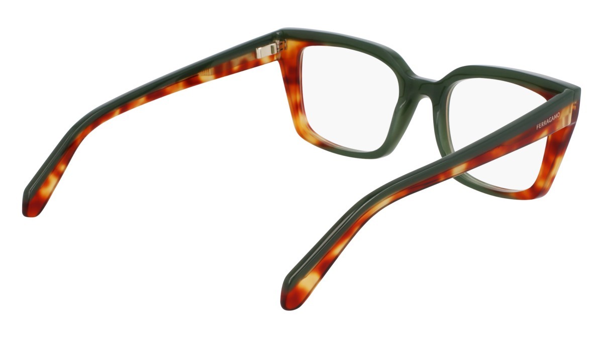 Brillen Salvatore Ferragamo SF3010 (335) farbe opaline khaki/blonde tortoise form rechteckig gläser color 4