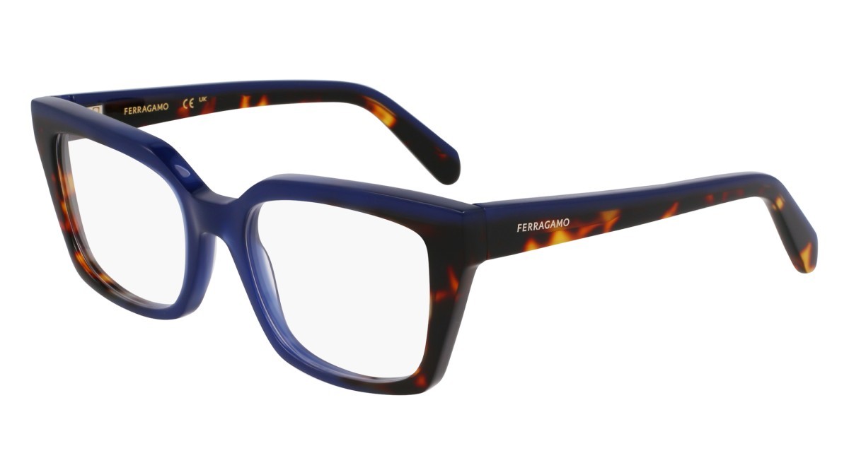 Eyeglasses Salvatore Ferragamo SF3010 (424) color opaline blue/dark tortoise shape rectangle lenses color 3