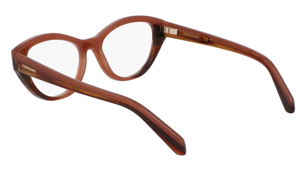 Brillen Salvatore Ferragamo SF3011 (254) farbe opaline brown/striped brown form cat-eye 