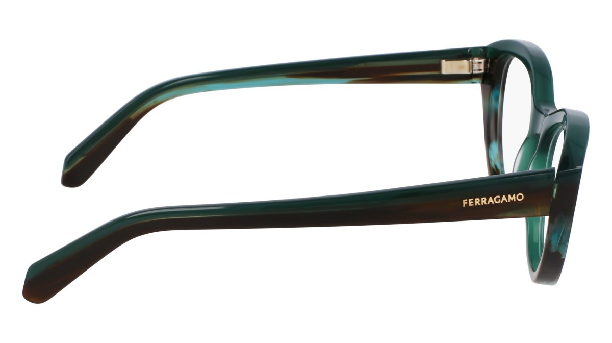Brillen Salvatore Ferragamo SF3011 (336) farbe opaline green/striped green form cat-eye 