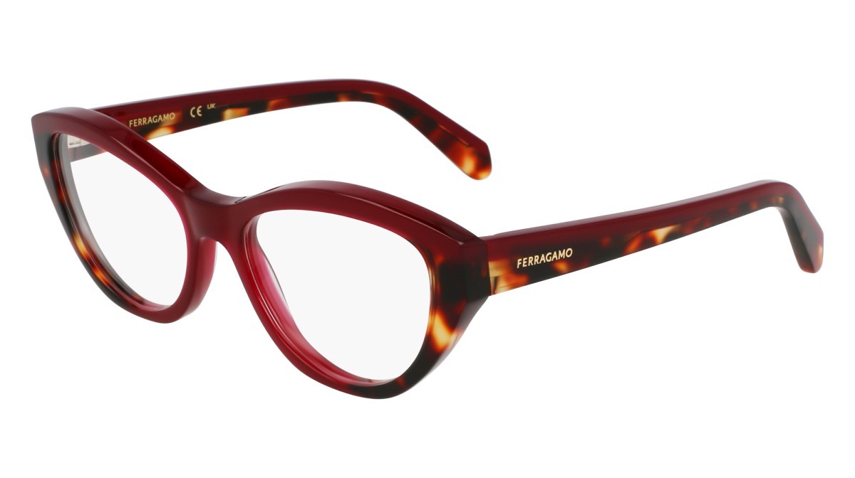 Brillen Salvatore Ferragamo SF3011 (654) farbe opaline burgundy/red tortoise form cat-eye 