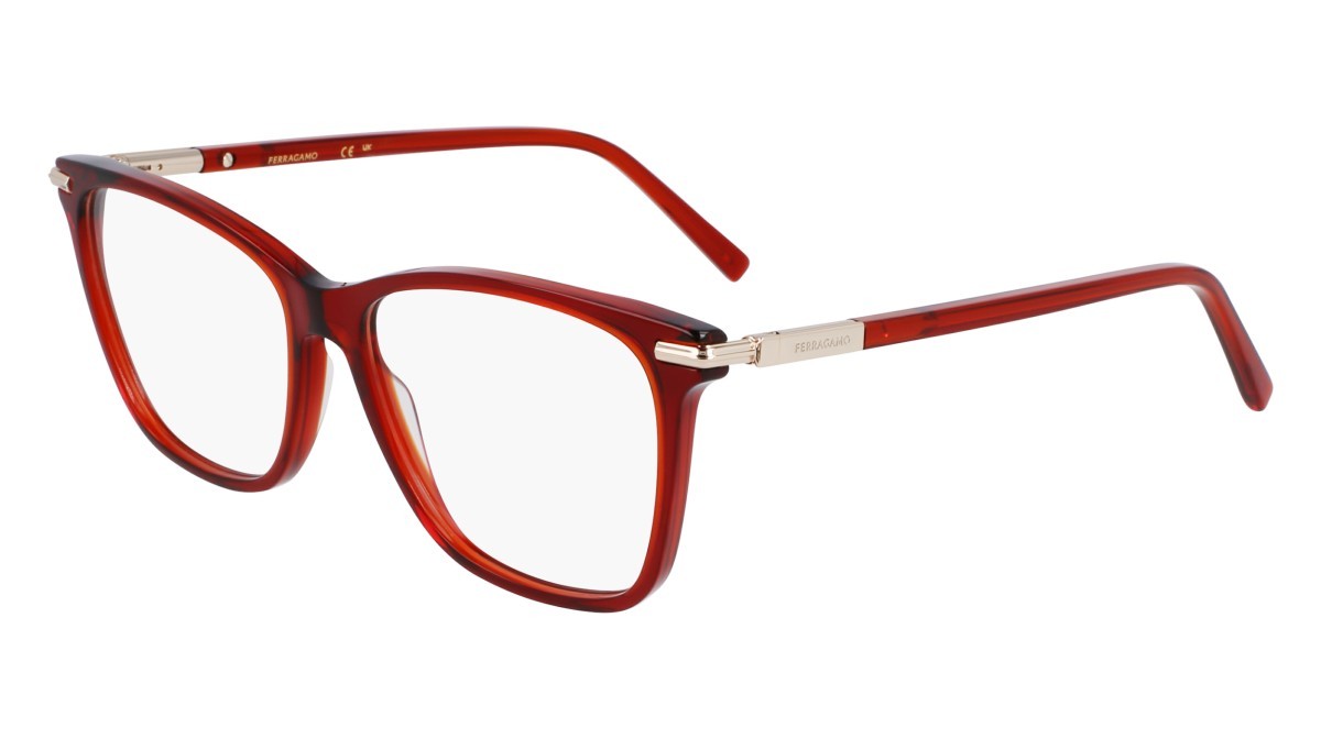 Eyeglasses Salvatore Ferragamo SF3013 (616) color transparent red shape rectangle 