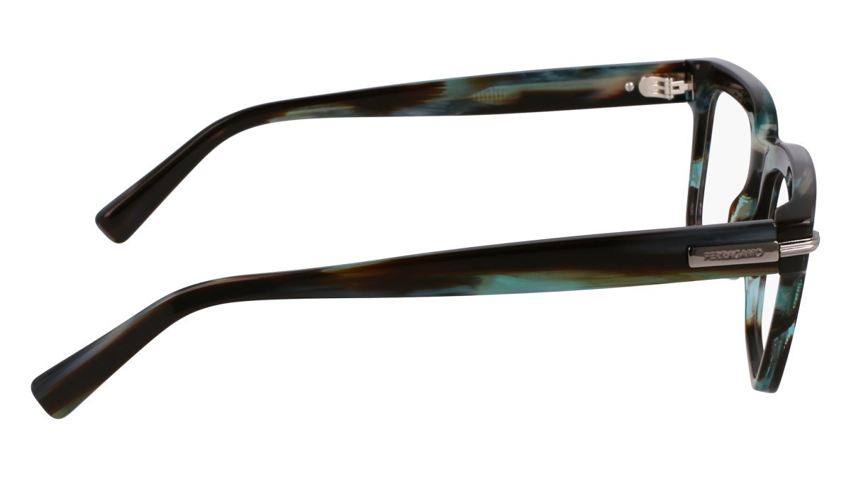 Eyeglasses Salvatore Ferragamo SF3014 (315) color striped green shape rectangle lenses color 3