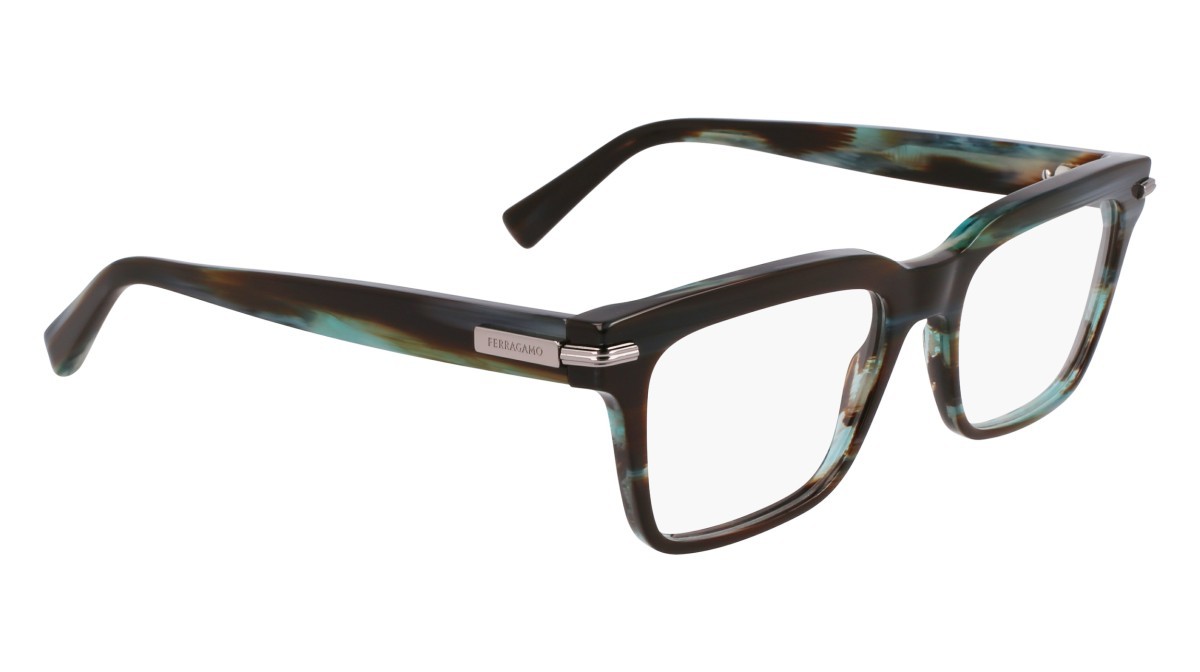 Eyeglasses Salvatore Ferragamo SF3014 (315) color striped green shape rectangle lenses color 3