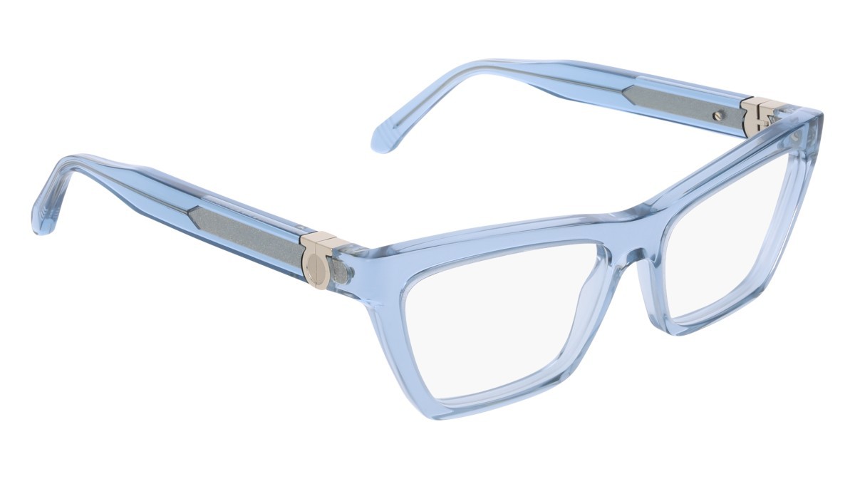 Brillen Salvatore Ferragamo SF3021 (450) farbe transparent azure form schmetterling gläser colore - 5
