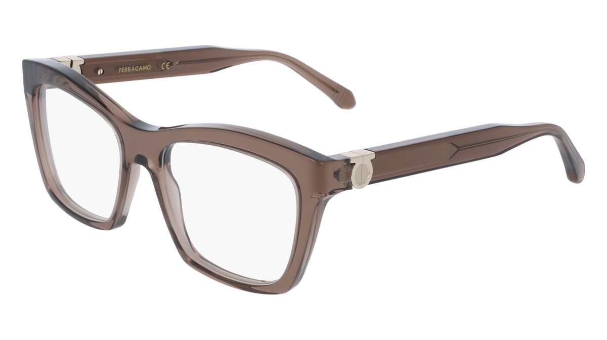 Eyeglasses Salvatore Ferragamo SF3022 (232) color transparent brown shape rectangle lenses colore - 2