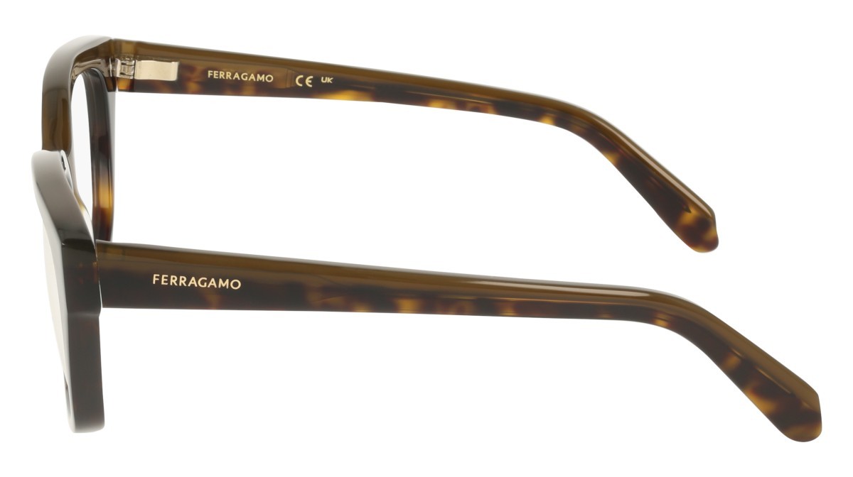 Eyeglasses Salvatore Ferragamo SF3023 (338) color opaline khaki/dark tortoise shape rectangle lenses colore - 2