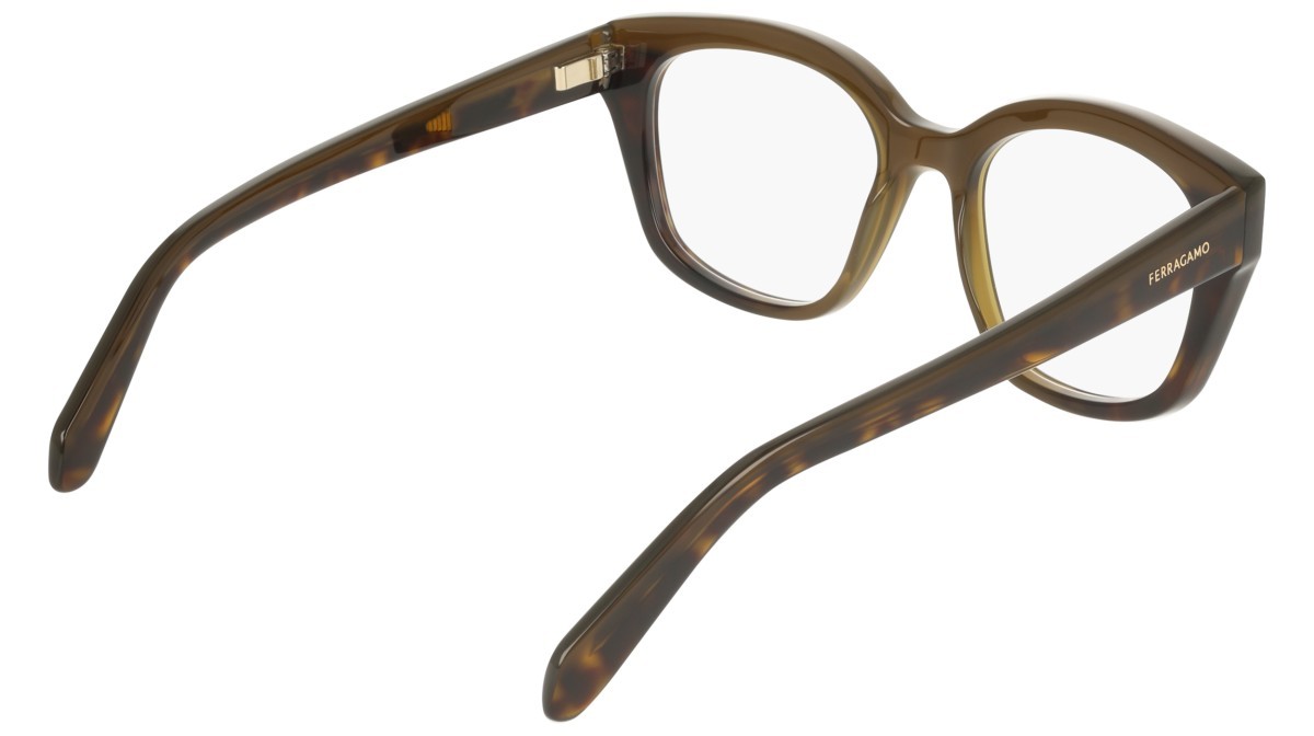 Eyeglasses Salvatore Ferragamo SF3023 (338) color opaline khaki/dark tortoise shape rectangle lenses colore - 2
