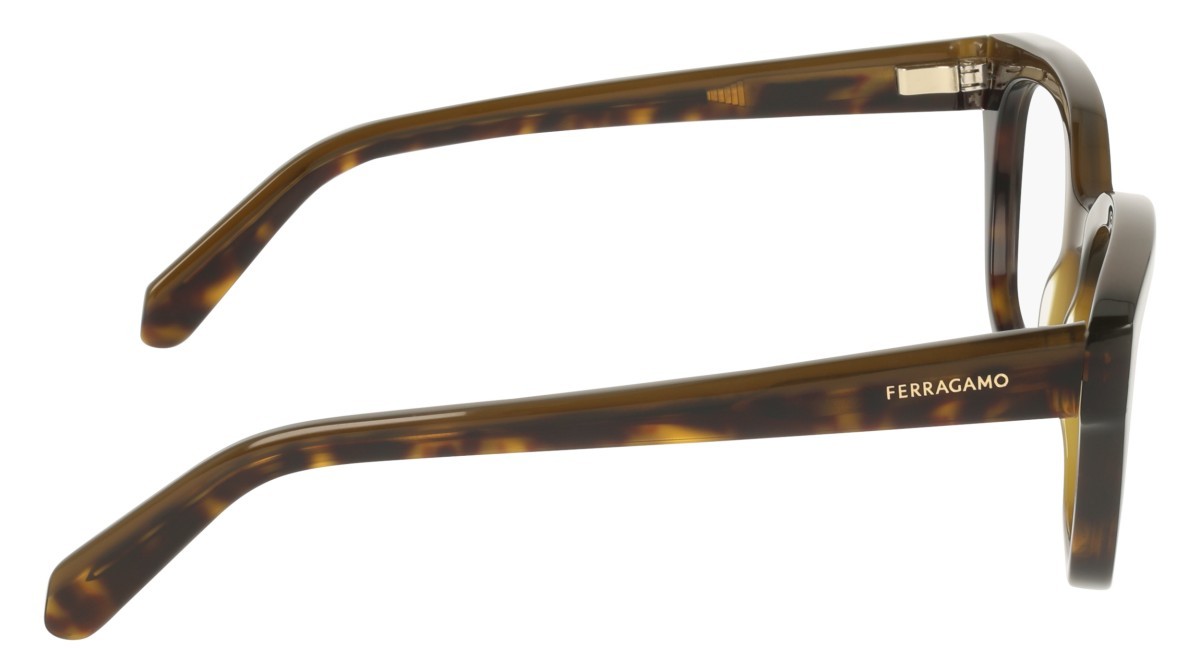Eyeglasses Salvatore Ferragamo SF3023 (338) color opaline khaki/dark tortoise shape rectangle lenses colore - 2