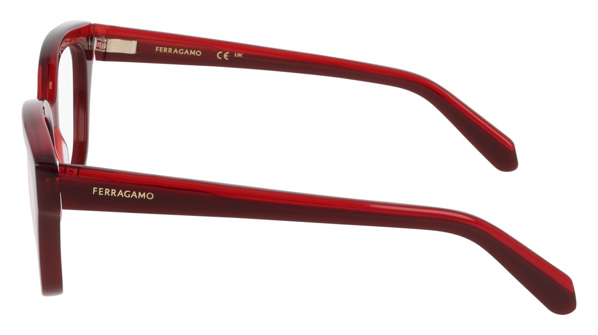 Eyeglasses Salvatore Ferragamo SF3023 (613) color transparent red/dark red shape rectangle lenses colore - 4