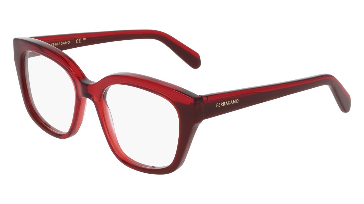 Eyeglasses Salvatore Ferragamo SF3023 (613) color transparent red/dark red shape rectangle lenses colore - 4