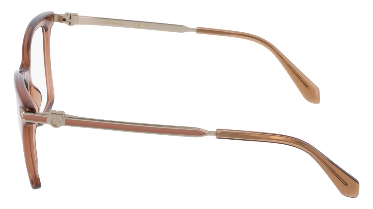 Eyeglasses Salvatore Ferragamo SF3024 (232) color transparent brown shape cat eye lenses colore - 2