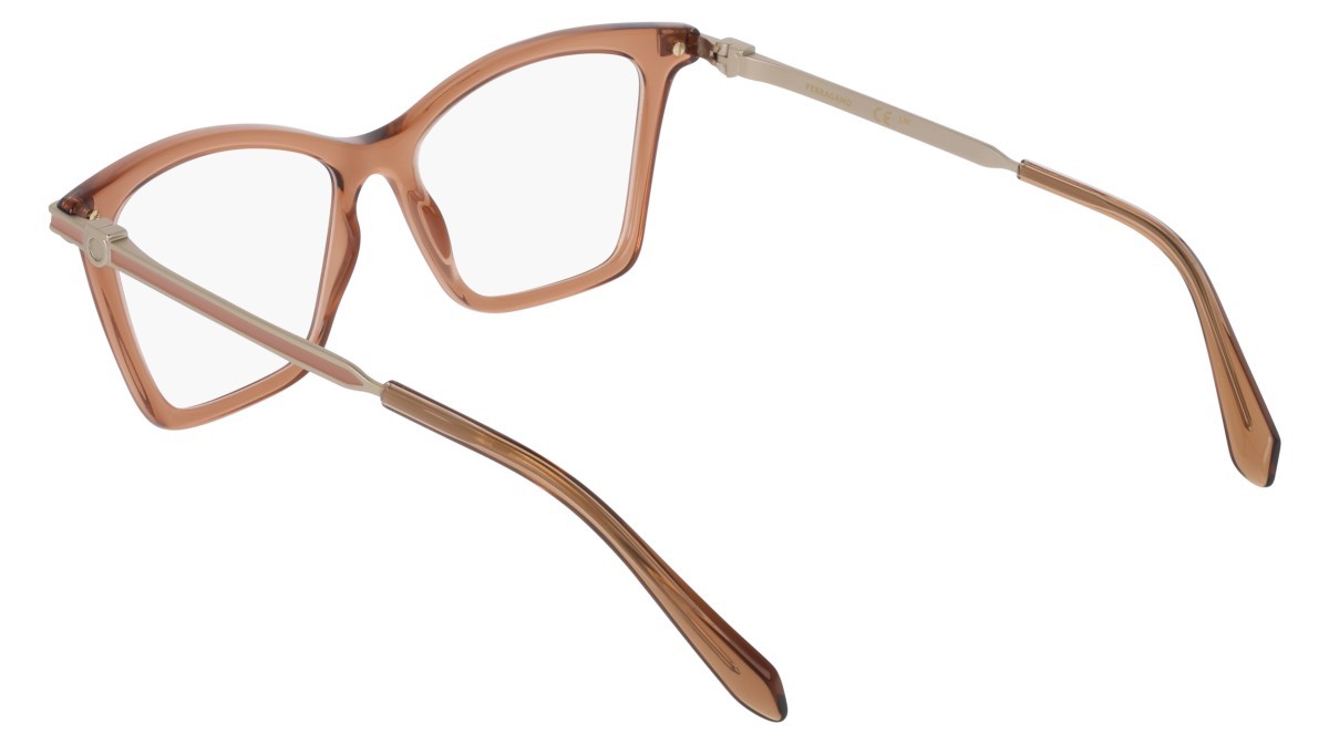 Eyeglasses Salvatore Ferragamo SF3024 (232) color transparent brown shape cat eye lenses colore - 2