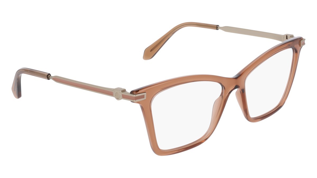 Eyeglasses Salvatore Ferragamo SF3024 (232) color transparent brown shape cat eye lenses colore - 2