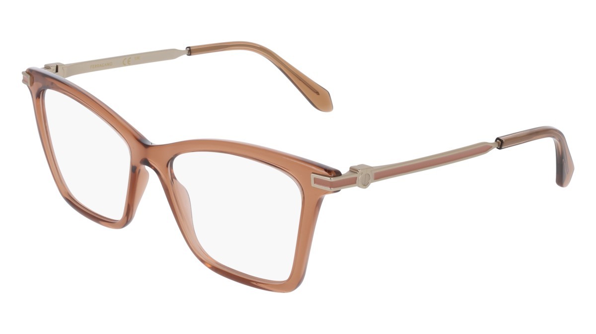Eyeglasses Salvatore Ferragamo SF3024 (232) color transparent brown shape cat eye lenses colore - 2