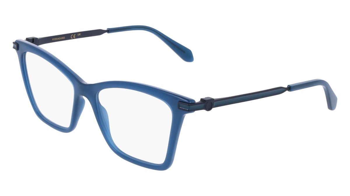 Eyeglasses Salvatore Ferragamo SF3024 (423) color opaline blue shape cat eye lenses colore - 4