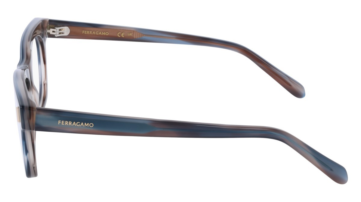 Eyeglasses Salvatore Ferragamo SF3025 (314) color striped sand blue shape rectangle lenses colore - 3