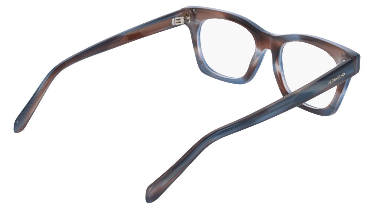 Eyeglasses Salvatore Ferragamo SF3025 (314) color striped sand blue shape rectangle lenses colore - 3