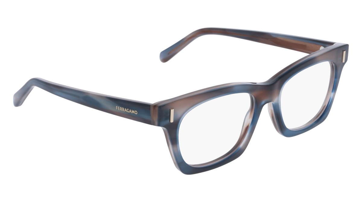 Eyeglasses Salvatore Ferragamo SF3025 (314) color striped sand blue shape rectangle lenses colore - 3