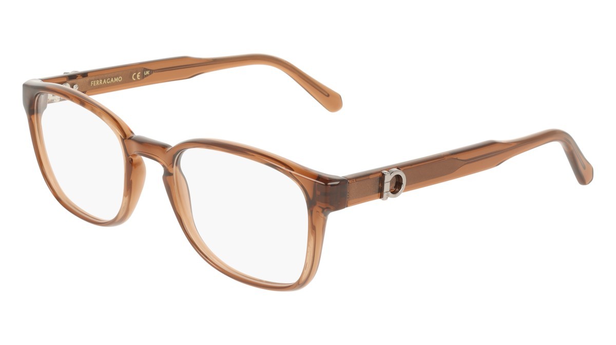 Eyeglasses Salvatore Ferragamo SF3027E (232) color transparent brown shape pantos lenses colore - 2