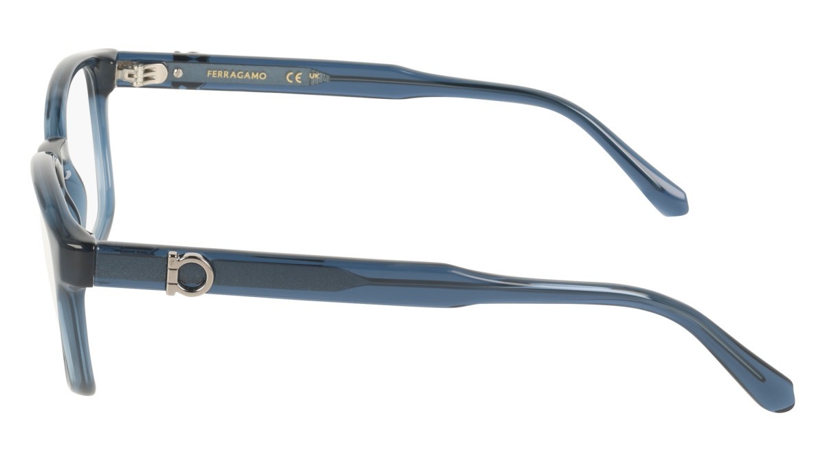 Eyeglasses Salvatore Ferragamo SF3027E (432) color transparent blue shape pantos lenses colore - 3