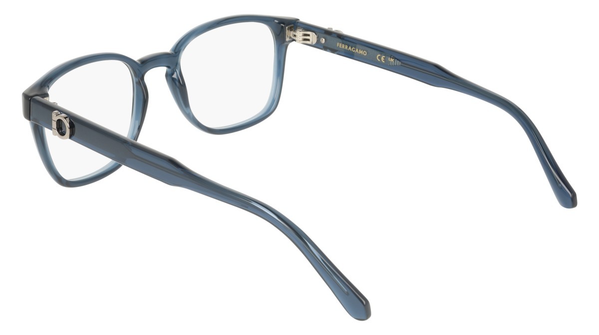 Eyeglasses Salvatore Ferragamo SF3027E (432) color transparent blue shape pantos lenses colore - 3