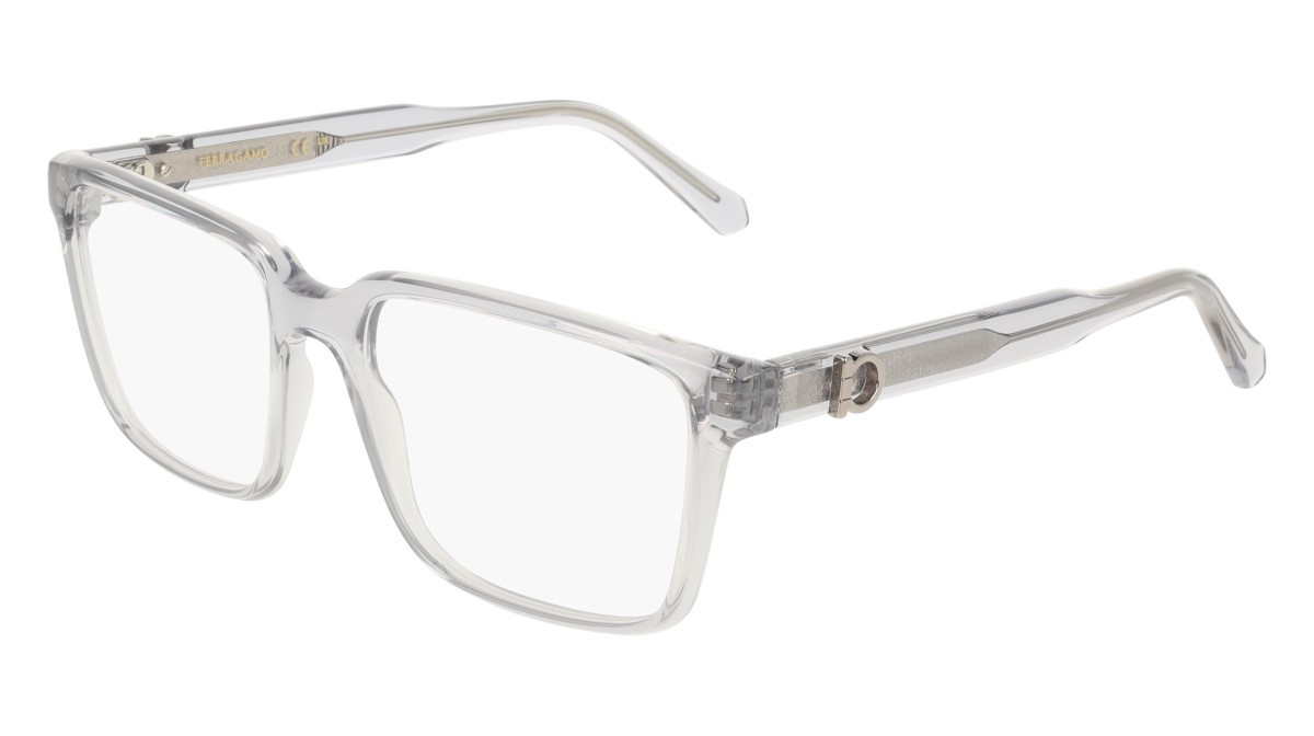 Eyeglasses Salvatore Ferragamo SF3028E (020) color transparent grey shape rectangle lenses colore - 2