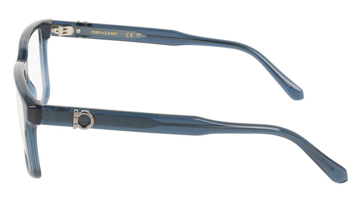 Eyeglasses Salvatore Ferragamo SF3028E (462) color transparent light blue shape rectangle lenses colore - 3