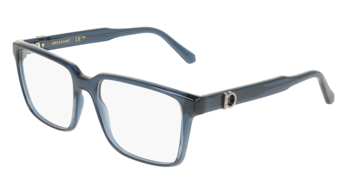 Eyeglasses Salvatore Ferragamo SF3028E (462) color transparent light blue shape rectangle lenses colore - 3